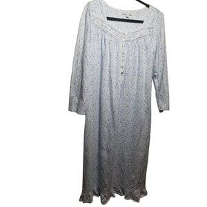 Eileen West Women's Blue Floral Cottage Core Coquette Cotton Sleepwear Sz L